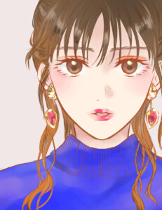 ブルーニットの女の子
