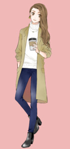 コーヒー片手の女の子